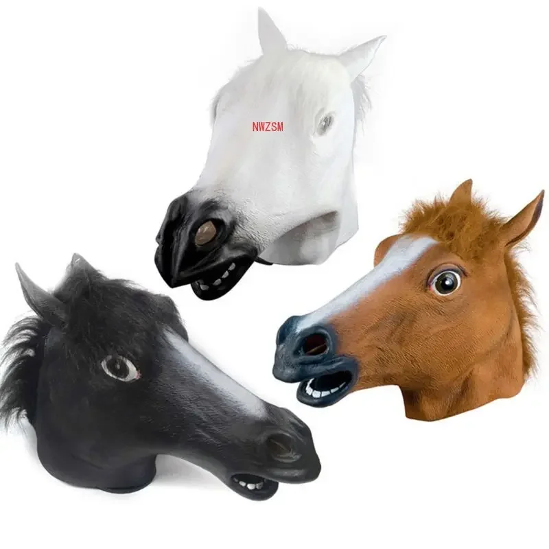 

Halloween Funny Horse Head Latex Mask Animal Costume Fancy Dress Halloween Cosplay Props Mask