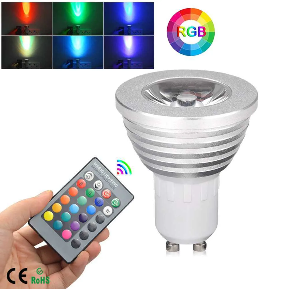 GU10 85-265V LED RGB Spotlight Bulbs 5W Remote Control Home Decoration Color Holiday RGB Lighting+Remote Control