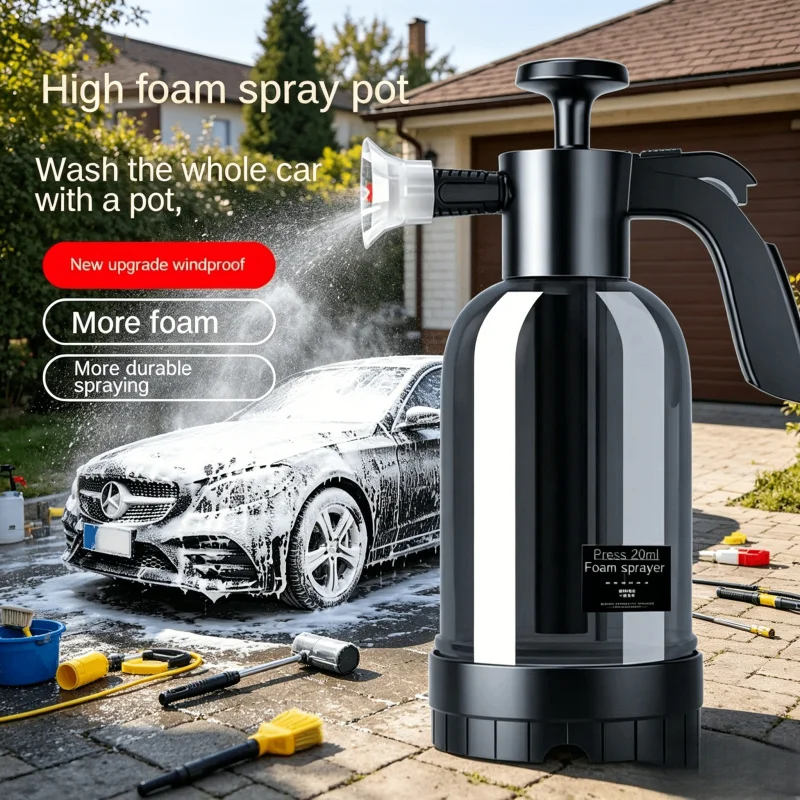 2L Hand Pneumatic Snow Foam Sprayer With 3 Nozzles Hand Pump Foam Cannon Car Wash Spray Bottle For Window Cleaning