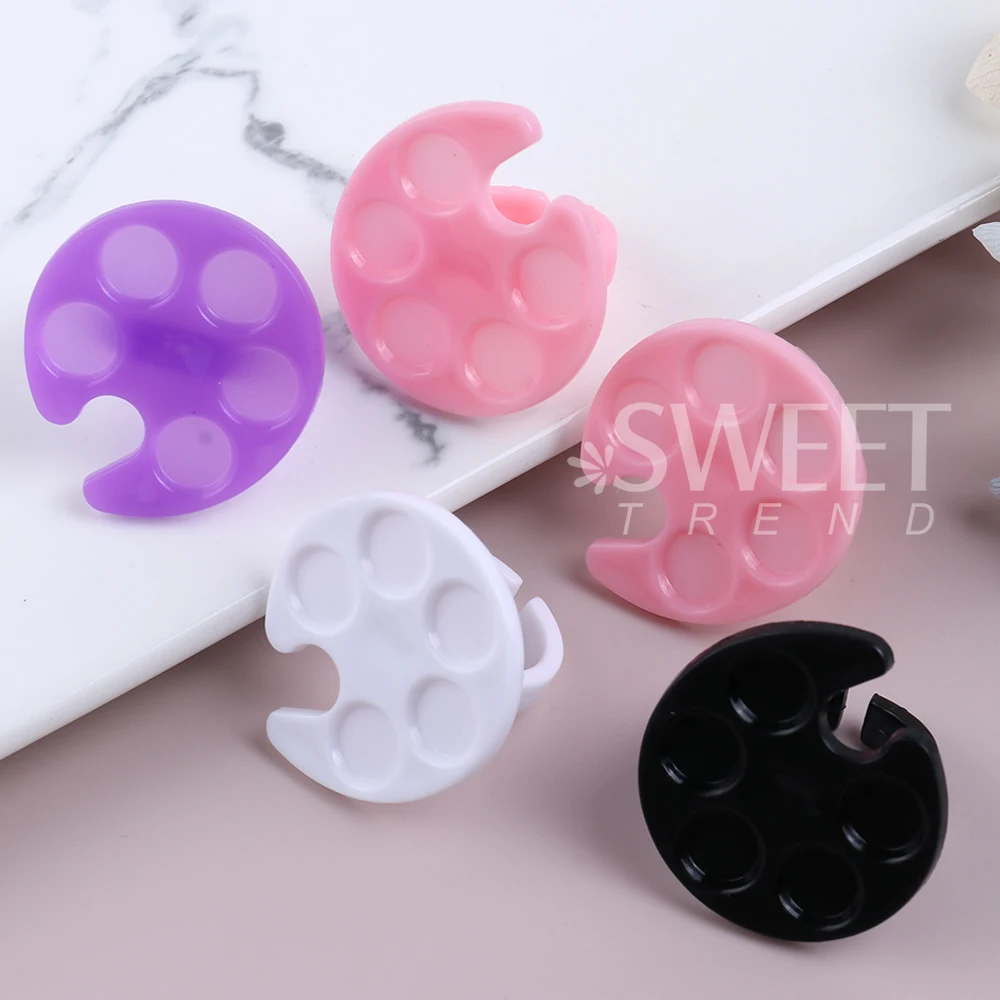 5 قطعة البلاستيك مسمار الفن لوحة البسيطة البنصر طبق خلط اللون UV هلام اللوحة حامل لوحة الصباغ صينية مانيكير مسمار أدوات #2