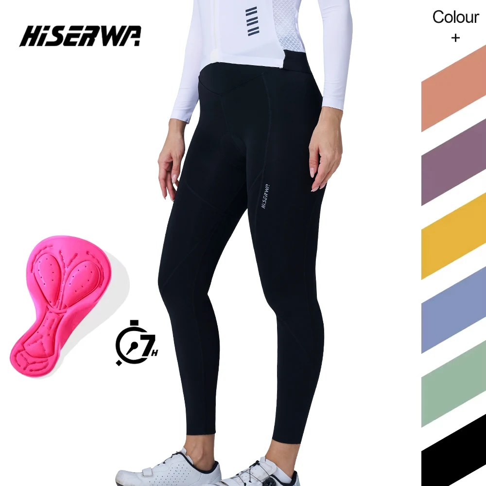 

HISERWA Women Cycling Pants 7 Hours 3D Padded Riding Tights MTB Mountain Bike Long Pants Breathable Trousers Ciclismo 자전거 바지