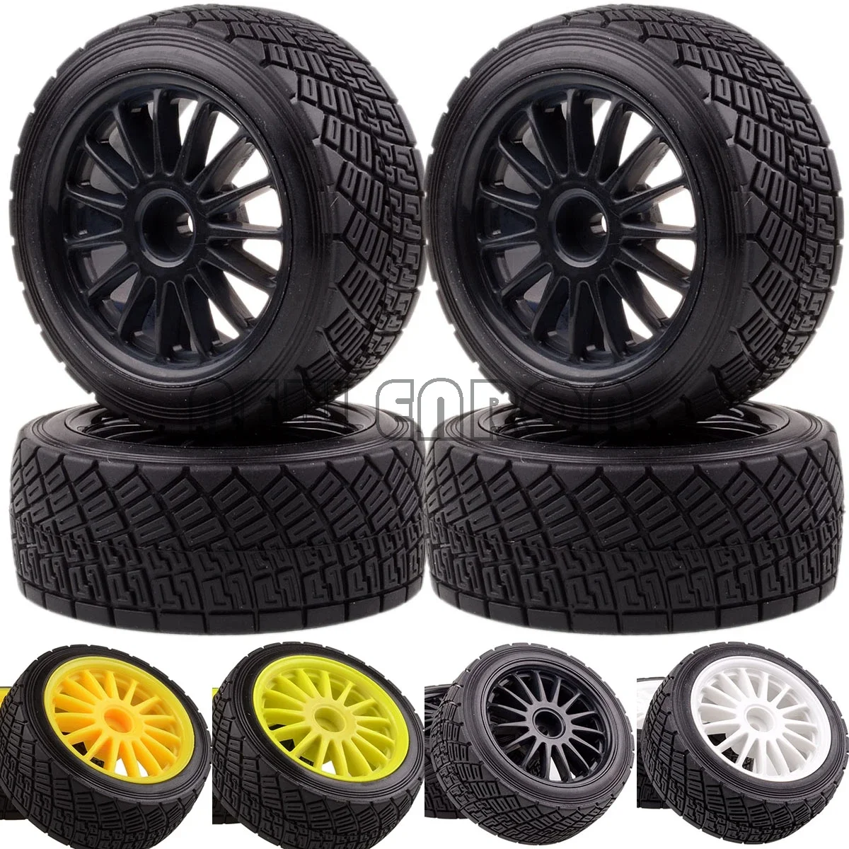 

NEW ENRON 2.2 inch Wheel Rims Hub & 80MM rubber Tires Tyre Set RC CAR PART 1/10 Fit 1:10 HPI WR8 Flux Rally 3.0 110697 94177