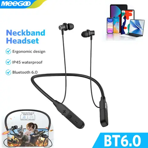 MeeGoo Auricolari Bluetooth Cuffie senza fili Sport magnetico Archetto da collo Auricolari TWS appesi al collo Auricolare Bluetooth wireless nuovo