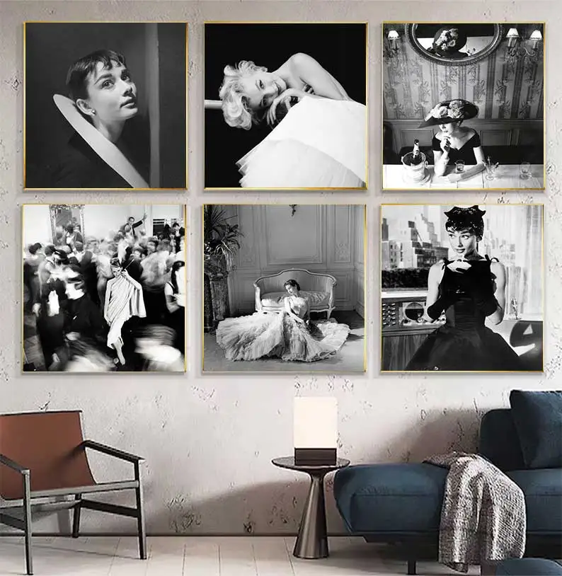 Modern Black And White Famous Celebrity Wall Art Picture Posters And Prints Canvas Paintings Home Decoration Square Poster