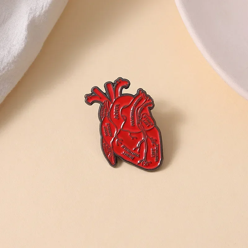 Creative Red Anatomical Heart Alloy Brooch for Clothes Doctor Nurse Clothing Bag Decorative Pin Badges Metal Pins for Backpacks