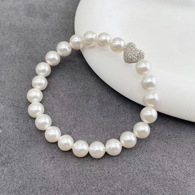 Vanifin 8mm shell Pearl Bracelet Classical Simple Love For Woman  Hand-woven Braided Jewelry