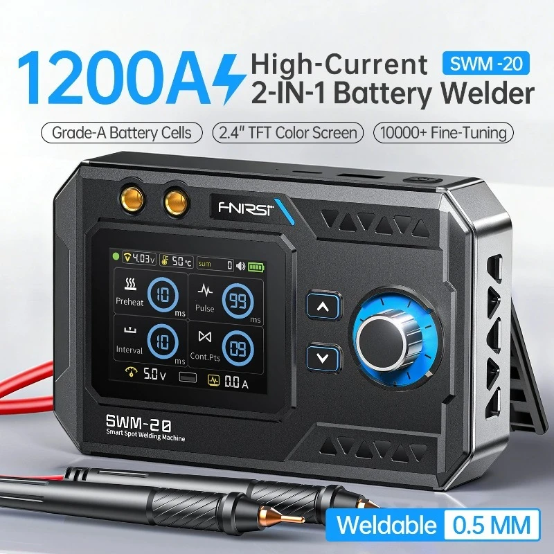 

SWM-20 Portable Spot Welder Double Pulse Battery Welding Machine 18650 Battery DIY Pack Welding Tool 0.5mm Nickel Chip