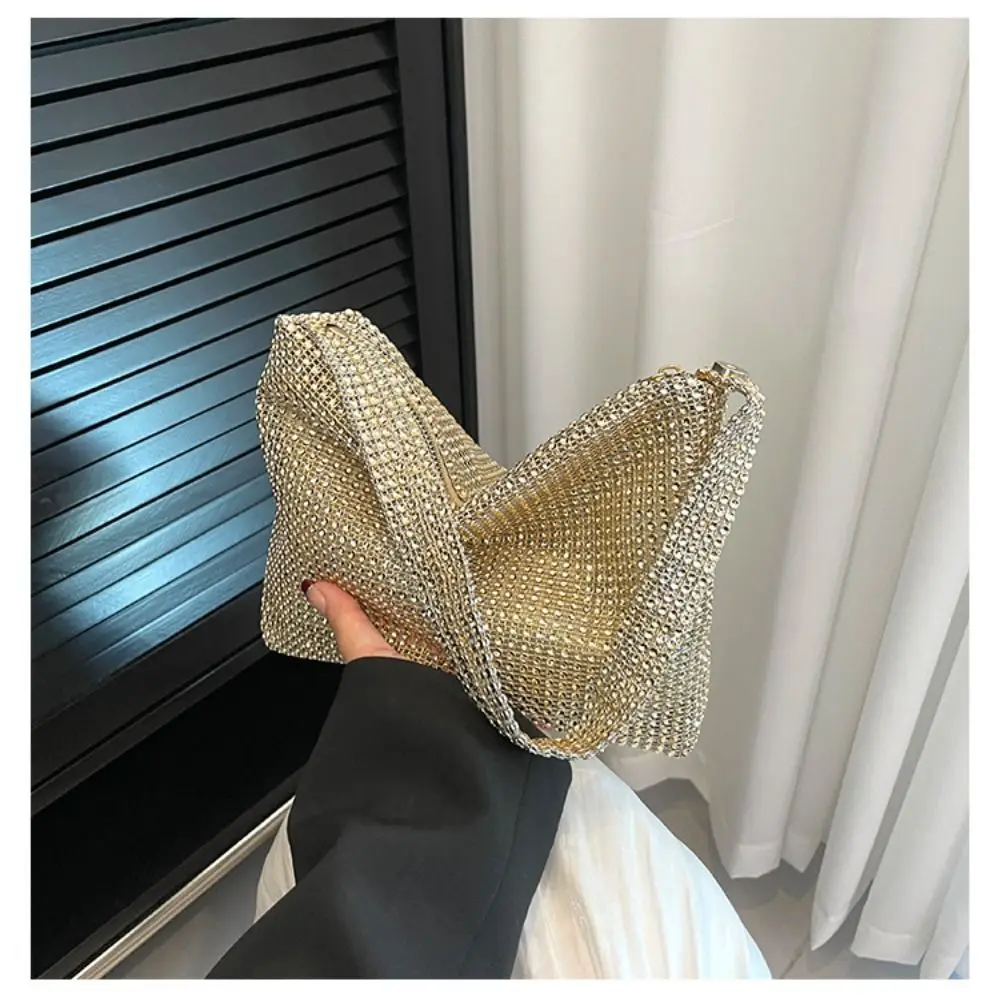 

Elegant Rhinestone Shoulder Underarm Bag Large Capacity Glitter Evening Bag Wedding Purses Clutch Handbags