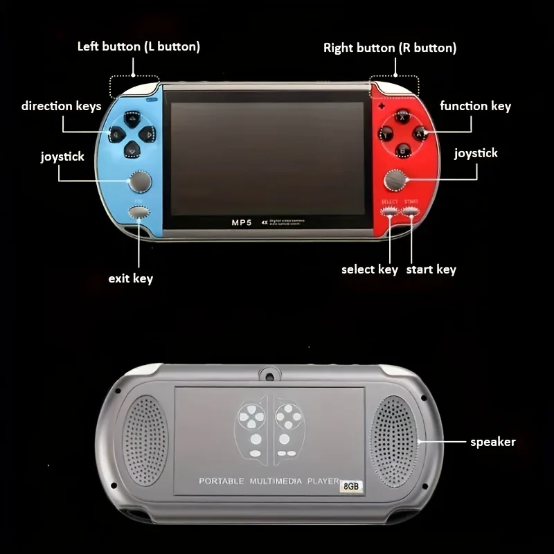 X7 Handheld Video Retro Game Console 4.3 Inch HD Screen Portable Audio Video Player Classic Play Built-in 1000+ Free Games