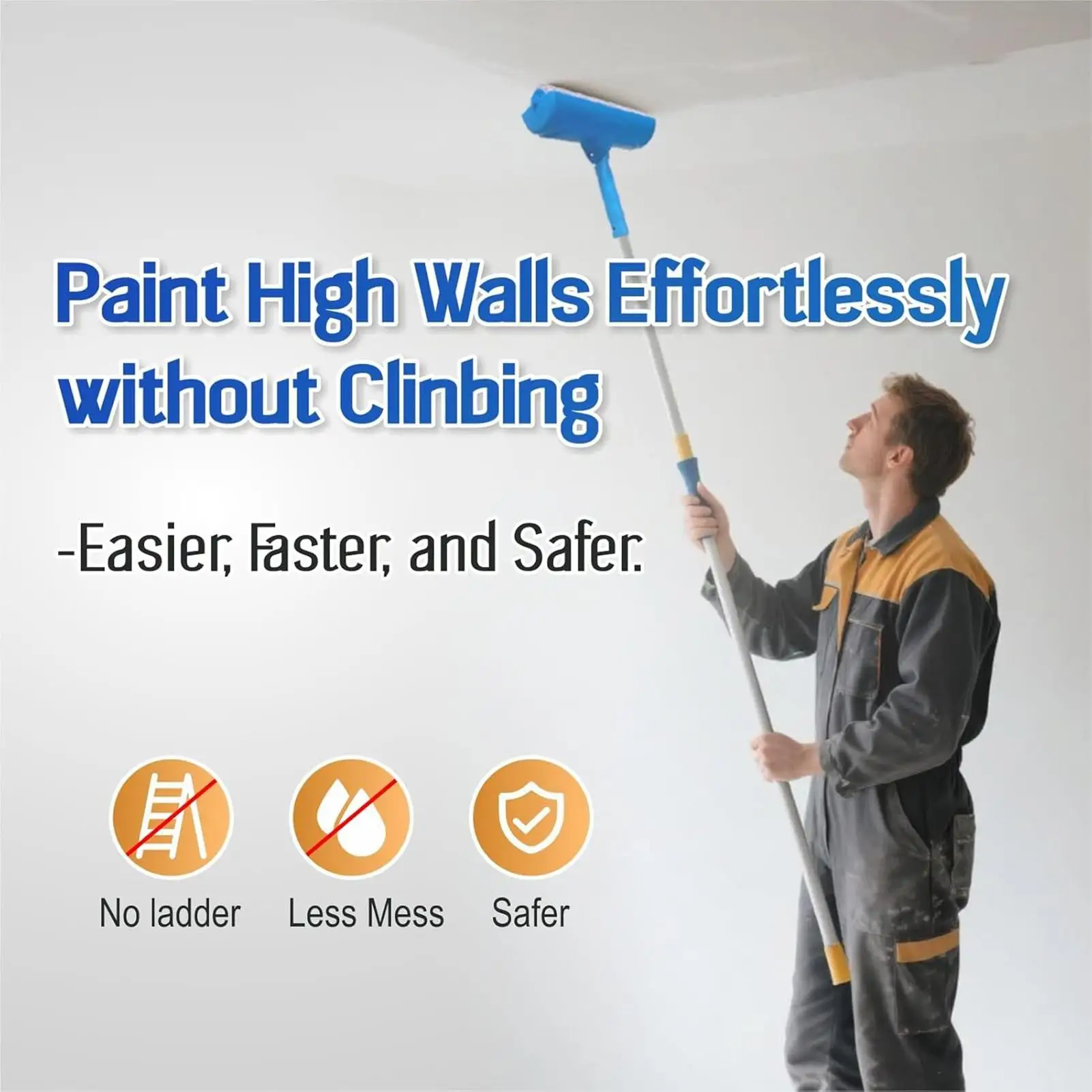 

Paint Roller Kit No Drip Applicator With Shield High Ceiling Paint Roller Brush Set For Home Kitchen Bathroom Living Room Garage