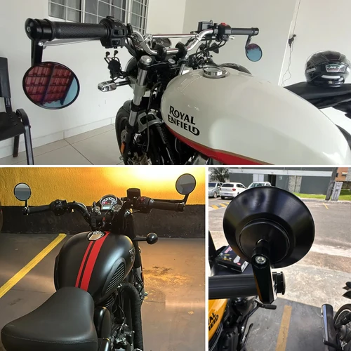 Imagen 2 del producto Para Royal Enfield Bullet/Meteor/Classic 350 500 Interceptor 650 CNC espejos de extremo de barra de motocicleta Retro manillar punta retrovisor