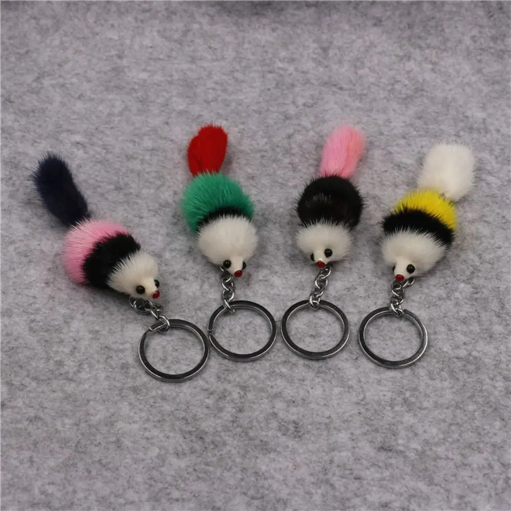 3PCS Kawaii Mink Fur Mink Fur Keychain Mini Size Hamster Pendant Soft Touch Animal Shape Keychain Gift Giving