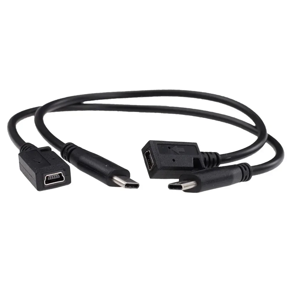 200pcs USB Type C Male To Mini 5Pin USB Female Plug Adapter Charger Sync Data Cable Convert Charging Cord