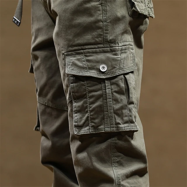 2022 Cargo Pants Men Military 6 Pockets Khaki Army Black Casual Pants Denim Cotton Trousers for Male Straight Overalls AliExpress