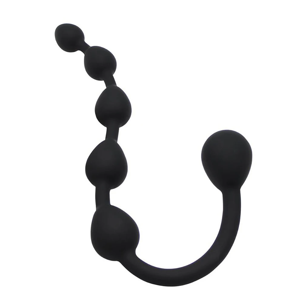 Curved Design Silicone Anal Beads Adult Intimate Gadget Flexible Burr-free Silicone Waterproof Reusable Simple Maintenance