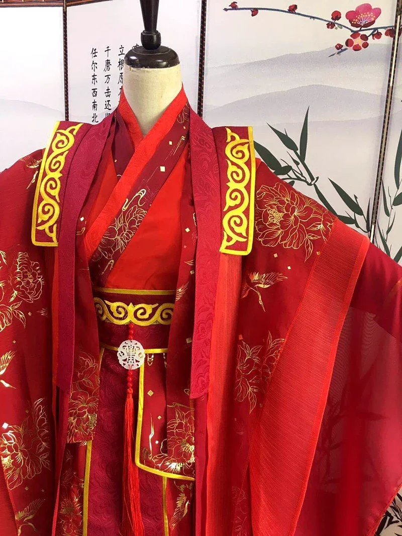 

Large Size 6XL Hanfu Dress Women&Men Customized Carnival Cosplay Costume Chinese Traditional Red Ancient Wedding Hanfu Dress