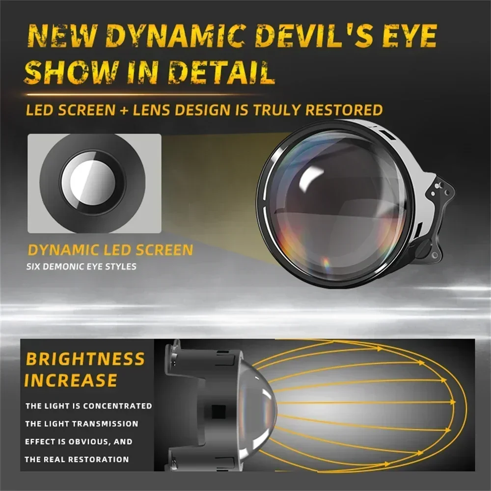 2PCS LED Eye For Car Beast Eyes Headlight Fog Lights Projector LED Dynamic Devil Eye LED Spotlights with Eyes For Car 12V-36V