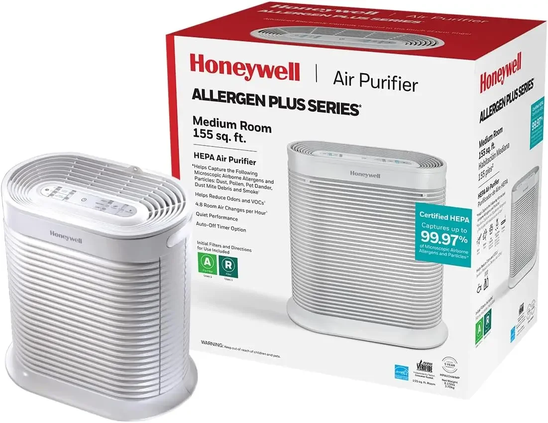 AllergenPlus HEPA Air Purifier, Airborne Allergen Reducer for Medium Rooms, Reduces Allergens, Smoke, Wildfire Smoke, Pollen, Pe