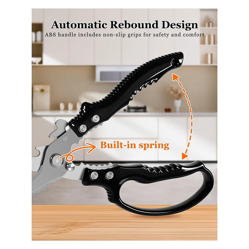 AAAN-Multi-Purpose Heavy Duty Poultry Shears, Kitchen Shears With Slip Handle For Meats, Fish, Turkey, And Vegetables