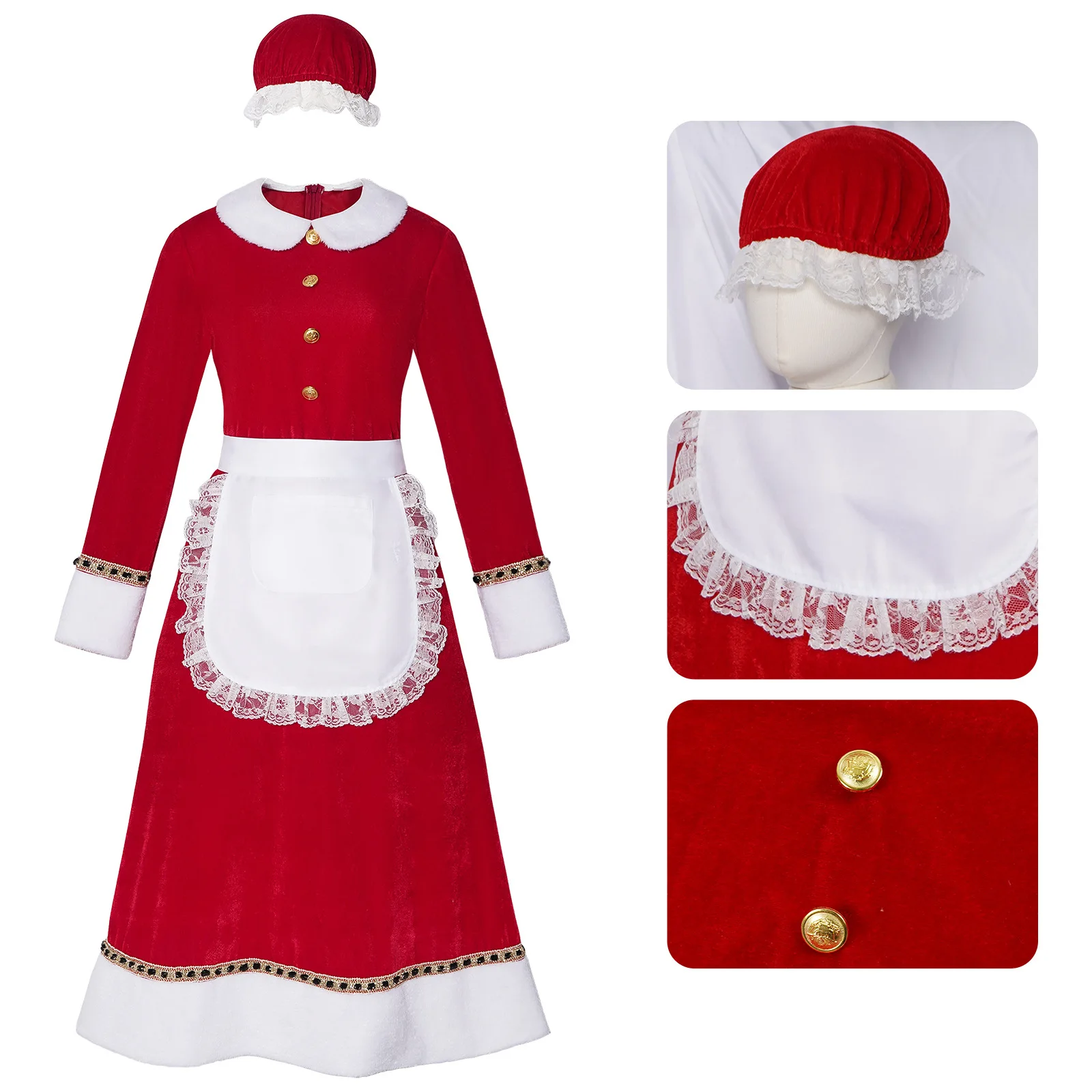 

Mrs Claus Costume Fancy Dress Christmas Gifts Cosplay Outfits for Women Santa Claus