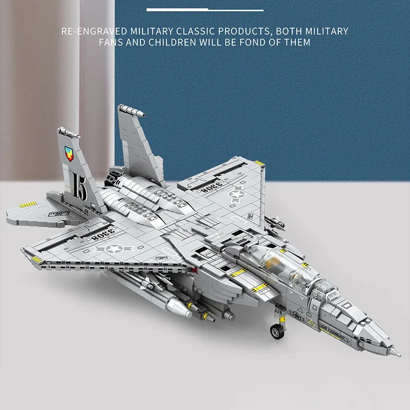 軍用 F15E 戦闘爆撃機飛行機ビルディングブロック、空軍 MOC 33034 第二次世界大戦大型飛行機モデル 2216 個誕生日ギフト