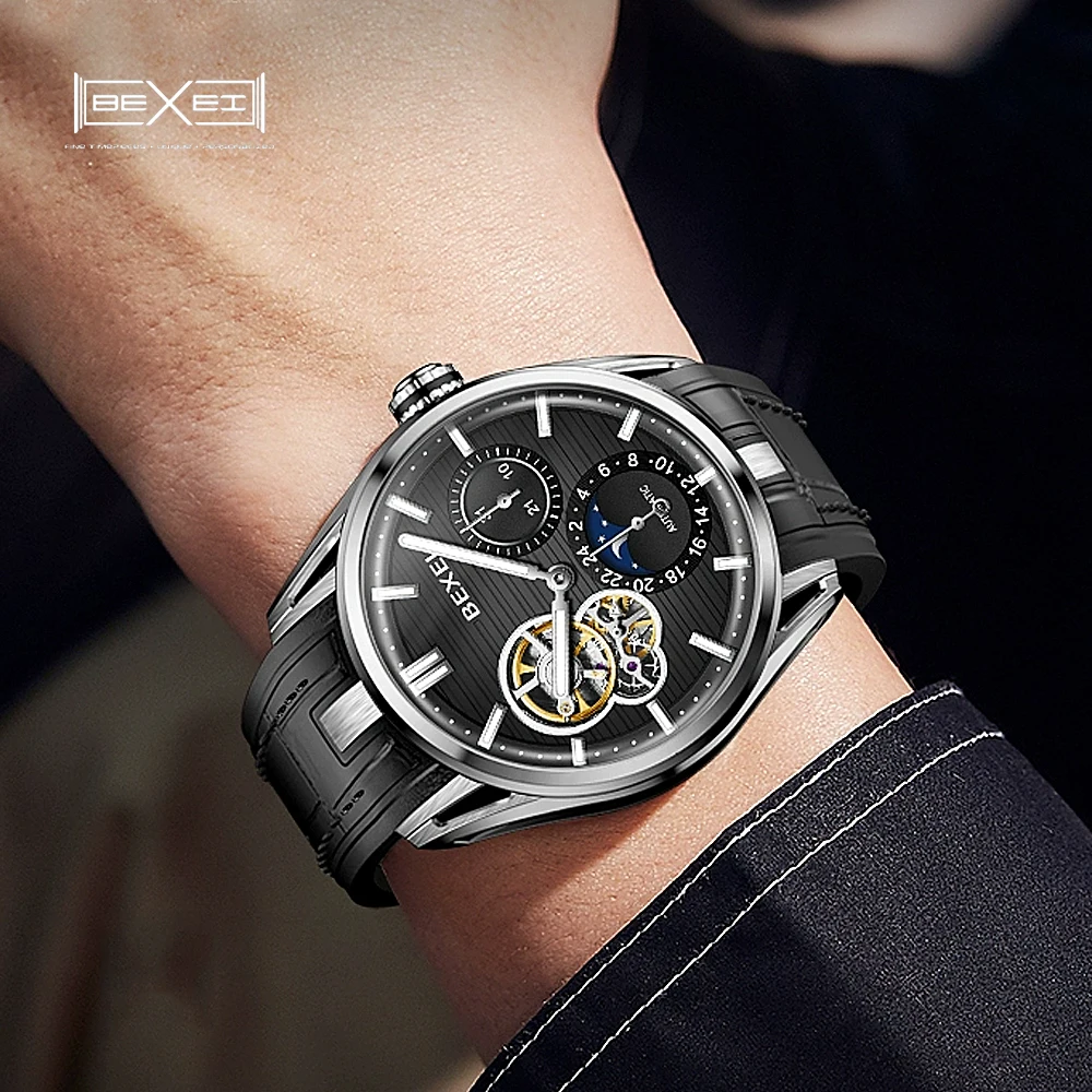 BEXEI 9226 Displays for Hour Date of month mechanical 316L Case Automatic Movement Roman Numerals Man watch K1 Crystal