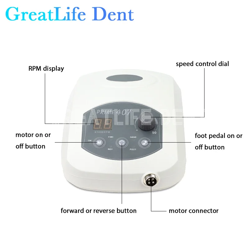 GreatLife Dent 230W 50000 Rpm Brushless Polishing Machine Prime 407 Drills Machine Nail Jewelry Dental Micromotor Handpieces