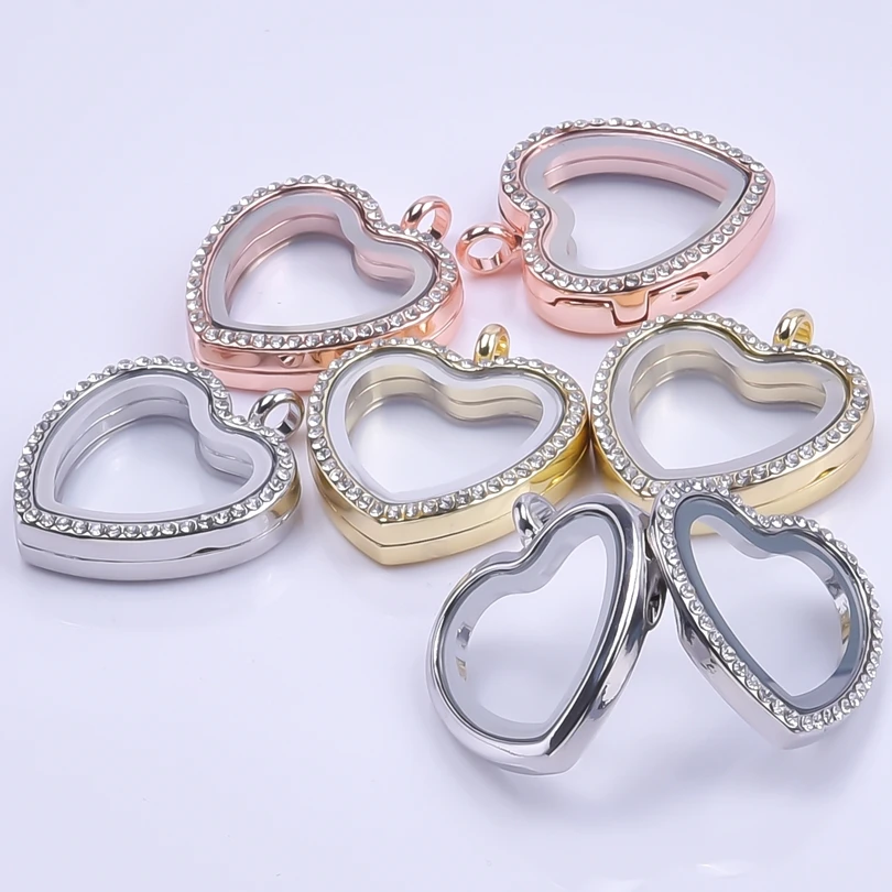 2Pcs Heart Round Memory Picture Dijes Flotantes Relicario Pendant Jewelry Openable Glass Living Cremation Ash Locket кулон