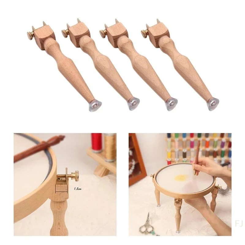 [YU]1/3/4Pcs Embroidery Tool Adjustable Portable Wooden Embroidery Hoop Stand For Handmade Cross Stitches Hoop Ring Frame