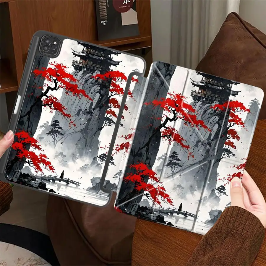 Holder Cover Tablet Case For iPad Pro 2025 Pro 11th 10th 9th 8th 7th 12.9inch Mini 6 7 Air 4 5 M3 M2 M4 11inch Mountain Water
