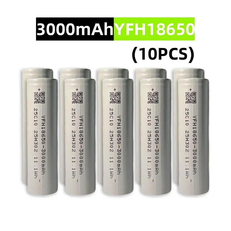 18650 Battery 3.7V 3000mAh Li-ion Rechargeable Battery is suitable for toys, flashlights, tool batteries, etc.