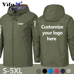 Chaquetas con logotipo personalizado para hombre, abrigo informal a prueba de viento con cremallera, estampado artesanal, moda para exteriores, 5XL, primavera y otoño, 2023