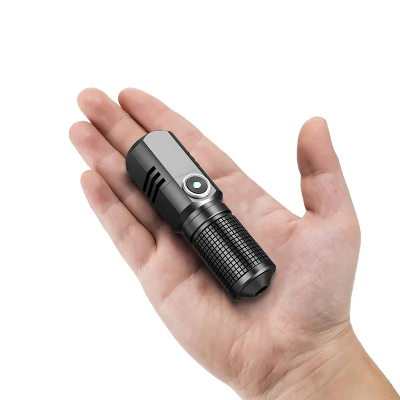 ZK50 Portable USB C Rechargeable Mini 16340 18650 Battery hand-hold Flashlight 1500lm Powerful Torch Can Be Close with One Click