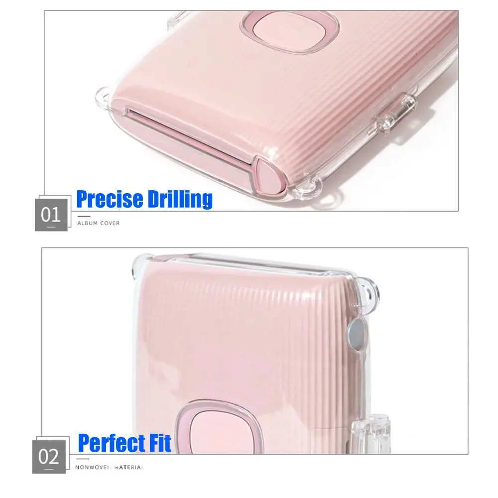 Crystal Clear Shockproof Protective Cover Photo Printer Storage Case with Shoulder Strap For Fujifilm instax mini link2