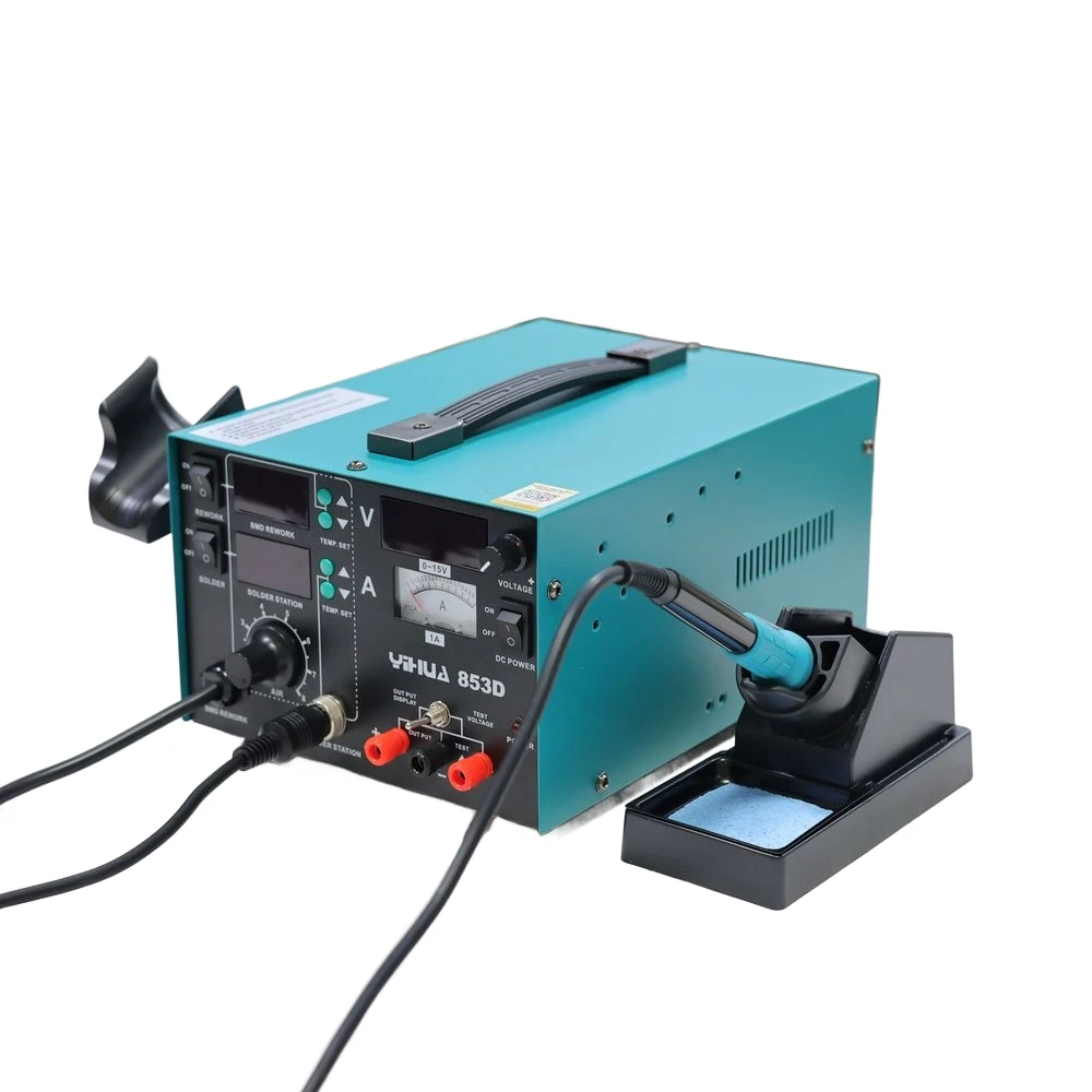 YIHUA 853D 1A Digital SMD BGA Rework Station 760W - هواء ساخن، مكواة لحام، طاقة 15V 1A