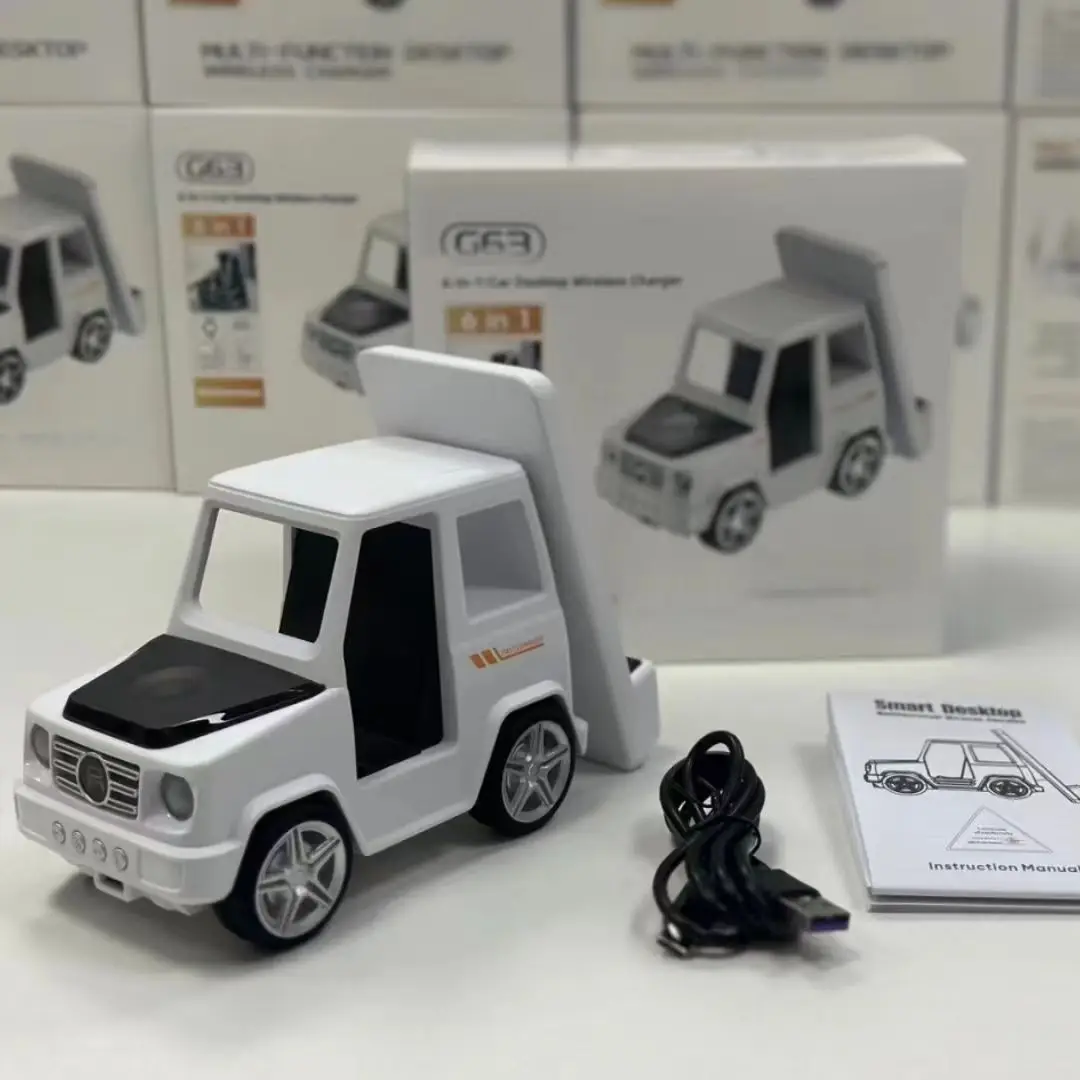 حامل شحن لاسلكي 6 في 1 مع ساعة منبه - شحن سريع لهاتف iPhone 16/15/14/13/12 Pro Max، 8/X/XS/XR، iWatch 8/7/6/5، AirP