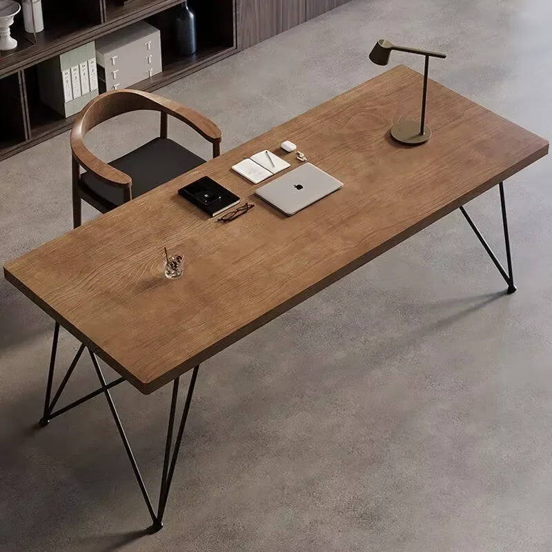 Nordic Solid Wood Computer Desk with Storage Drawers Modern Long Workbench for Home/Office/Bedroom Stain/Dirt Resistant