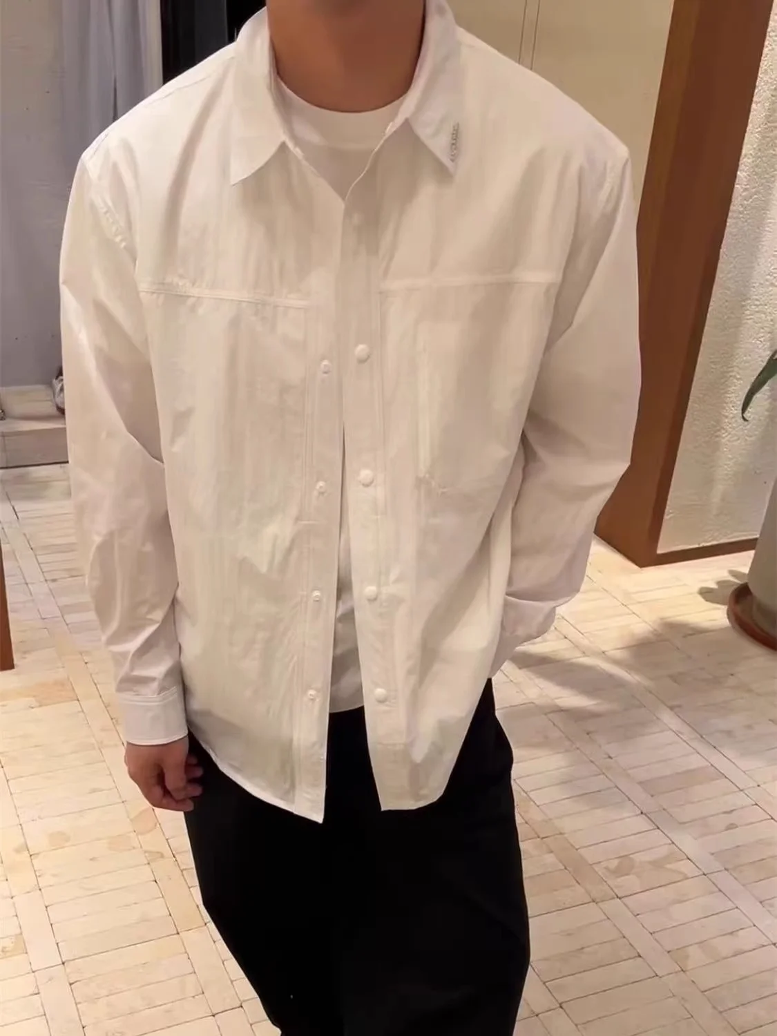 

Men's Casual Loose Thin Collar Summer Sun Protection irt Faionable Urban Sle Polyester Fiber Long Sve Striped Outerwear