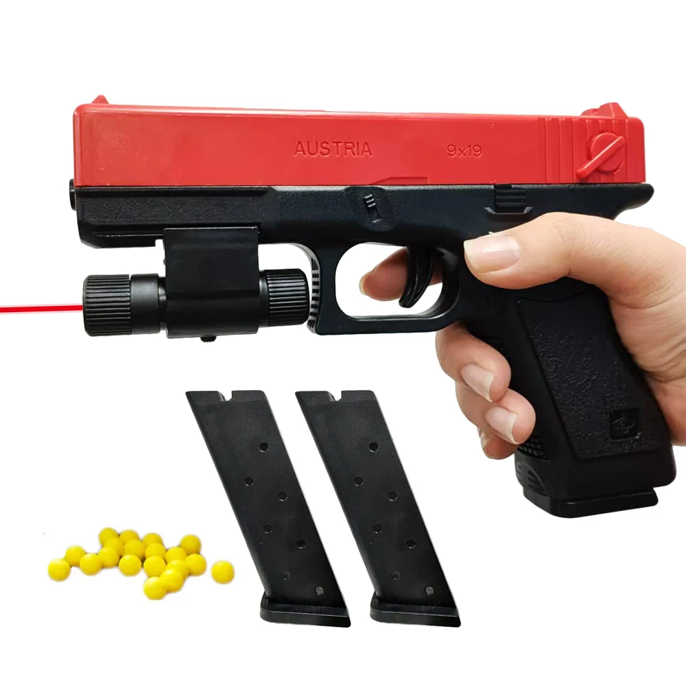 Soft Bullet Toy Pistol Lower Magazine Manual Gun With Laser Airsoft Pistol Outdoor Sports CS Weapon for Children Gift