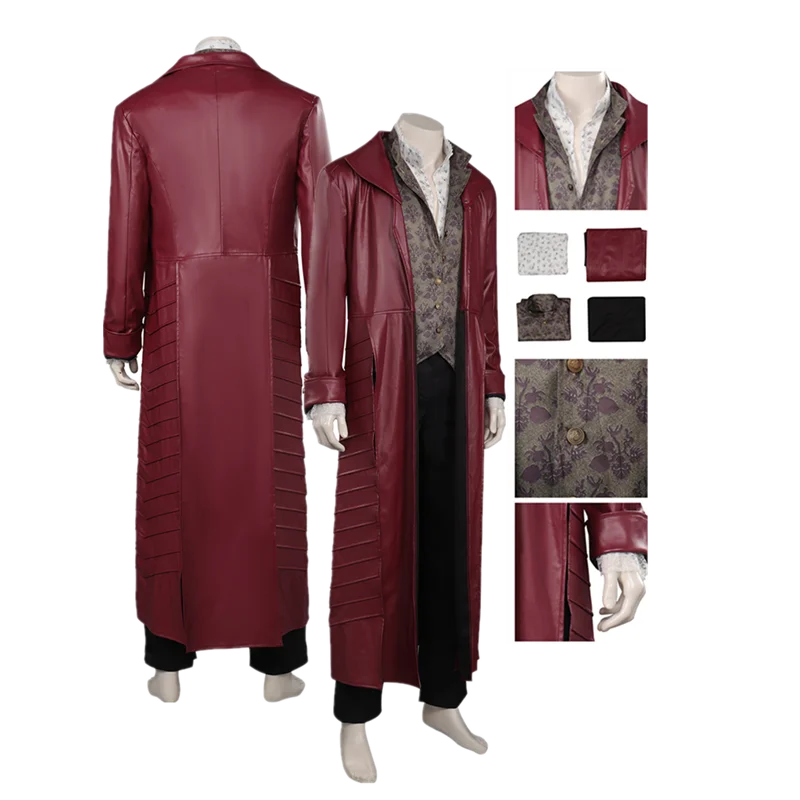 

Dandelion Cosplay Costume Men Long Jacket Coat Shirt Pants Fantasia Witch Roleplay Outfits Halloween Carnival Party Suit