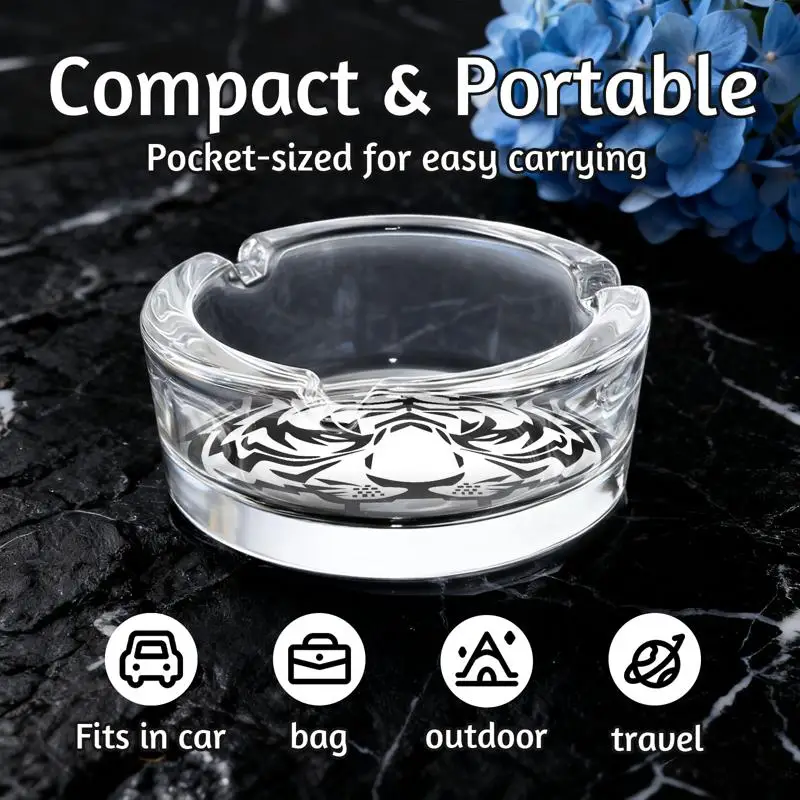 Personalized Custom Logo Text Glass Ashtray Round Tabletop Cigarette Tray for Home Office Bar Wedding Party Corporate Gift