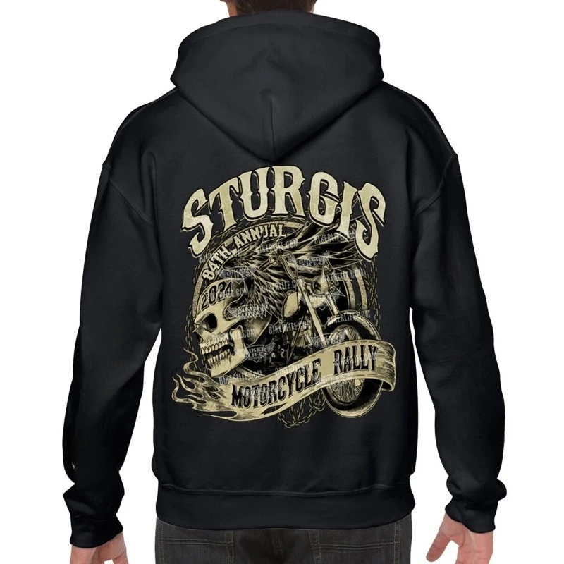 

2025 Autumn and Winter Motorcycle Rally Grunge Chains Skull Wing Pullover High-end Luxury Is for Both Men and Women Top Y2k