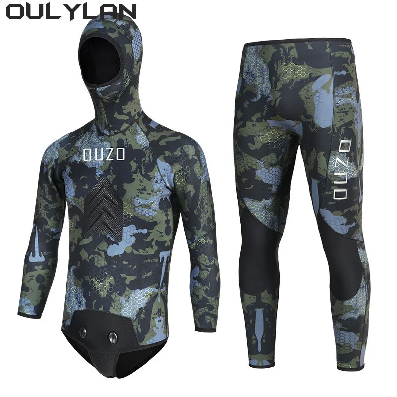 

Oulylan Jumpsuit Cold Water Swimsuit 3.5mm Men Spearfishing Wetsuit Camouflage Neoprene Split Diving Suit For Scuba Free Diving