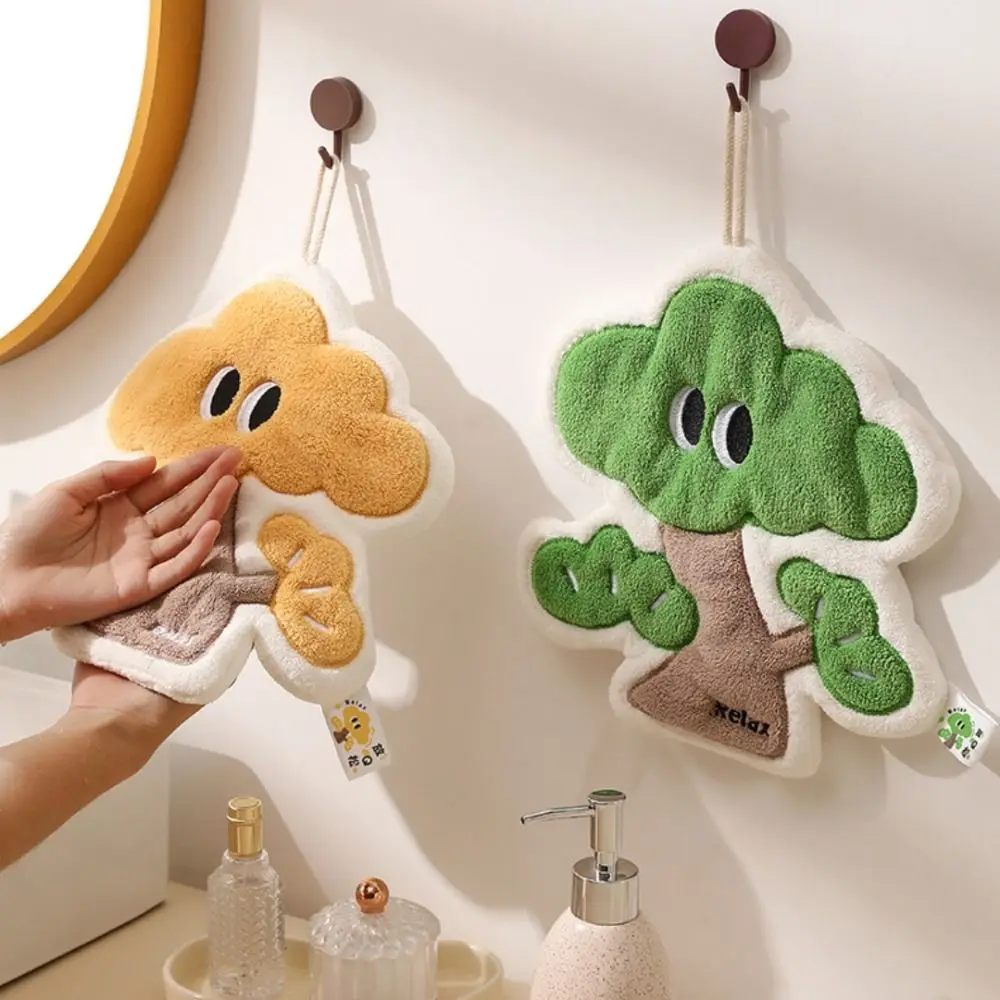 Coral Velvet Hanging Hand Towel Creative Cartoon Strong Water Absorption Wiping Towel Bathroom Toilet Handkerchief Wall-mounted