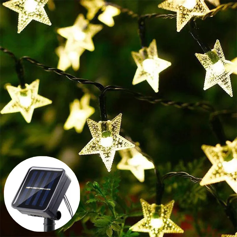 

Outdoor Solar Star LED String Lights - Ramadan Holiday Light for Garden Wedding Party Home Fence Court Street Decor