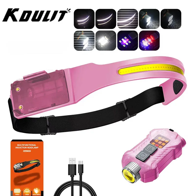 KDULIT XW005 LED Flashlight USB C Rechargeable EDC Detachable Torch Work Light with Tail Magnet UV Light Fishing Camping Lantern