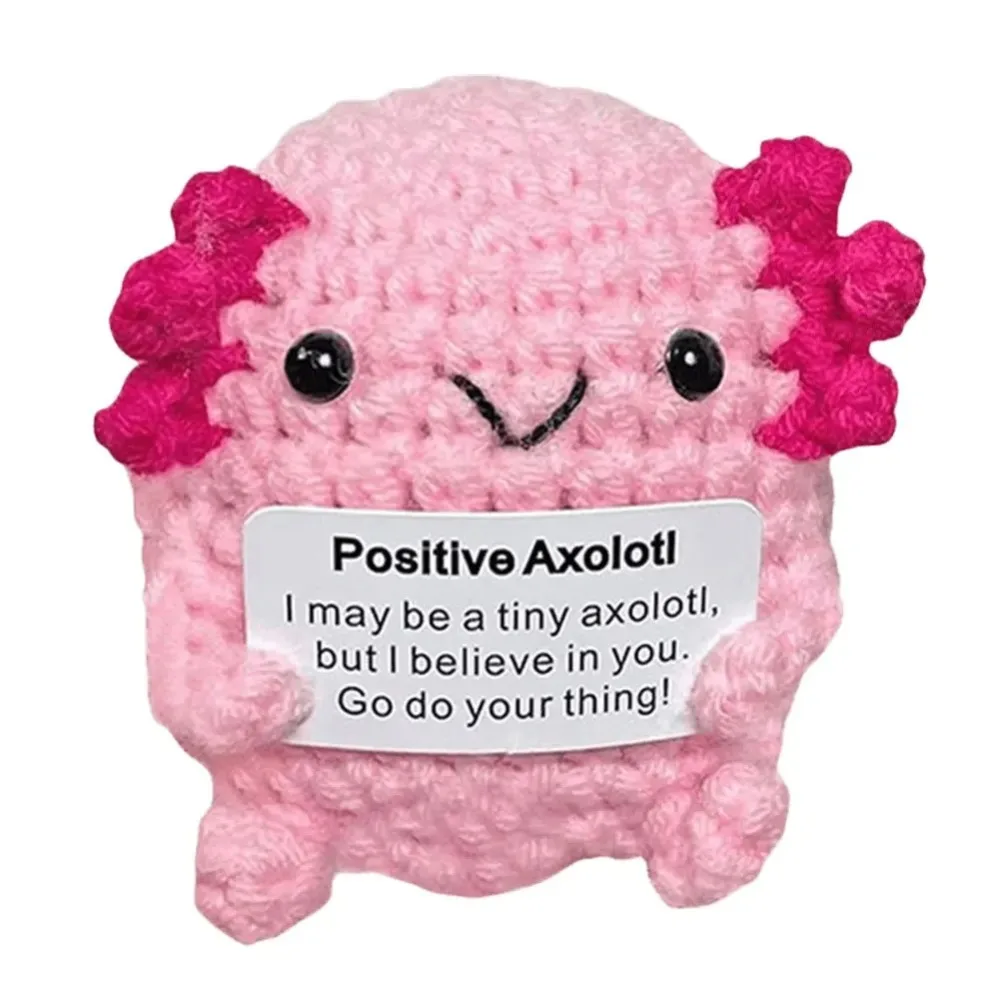 Yarn Positive Crochet Axolotl Emotional Supporting Mini Uplifting Knitting Cute Handmade Inspirational Axolotl Gift