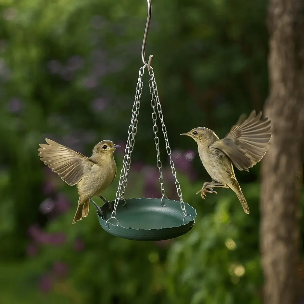 Multifunctional Adjustable Bird Feeding Tray Plastic Bird Water Bowl Hanging Bird Bath with Chain Bird Food Dispenser Tree
