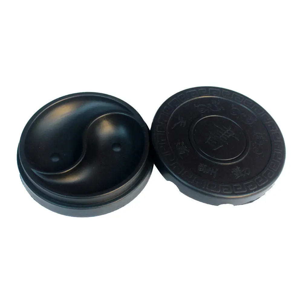 

1Pcs 4 Inch Black Inkslab Tai Chi Style Traditional Chinese Inkstone with Lid Smooth Inner Surface for Inkstick Grinding
