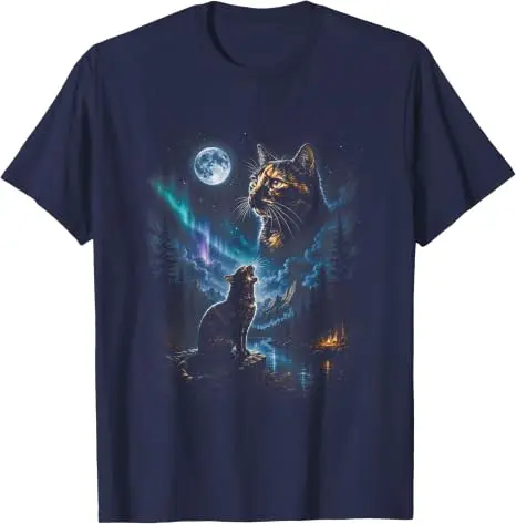 Schildkrötenkatze heult den Mond an – Vintage Katzen-Halloween-T-Shirt – Y2K 90er Jahre Kunst – Grafik für Katzenliebhaber – Ästhetische Kleidung – Neuheit-T-Shirt – Detail 8